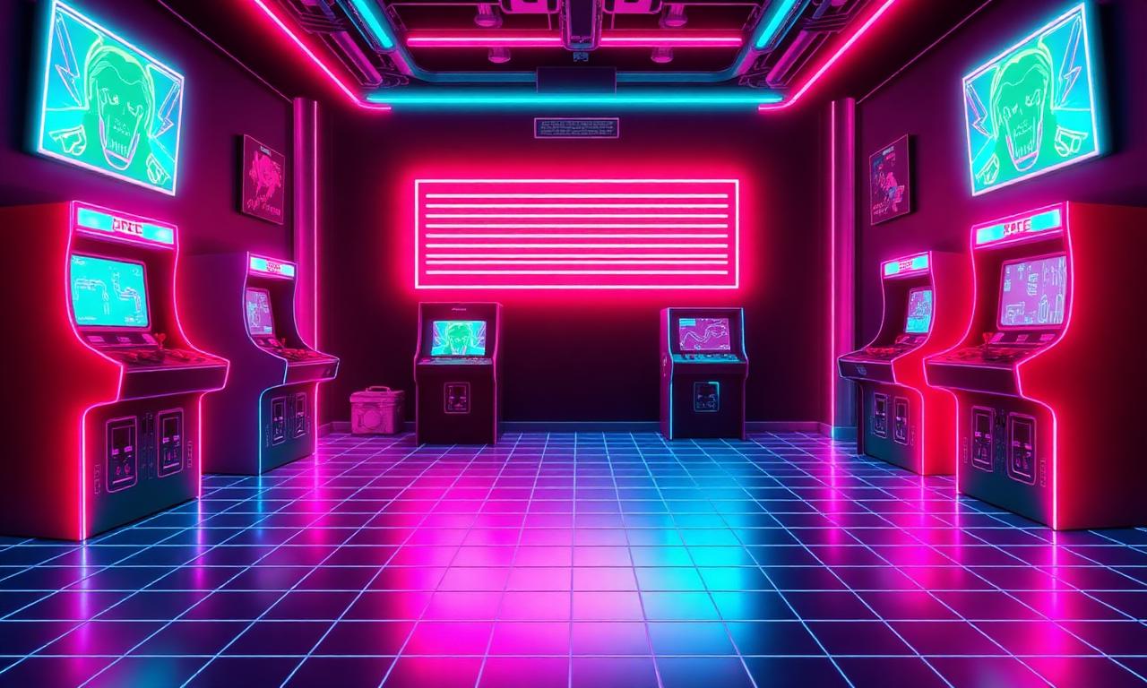 Salle d'arcade rétro néon